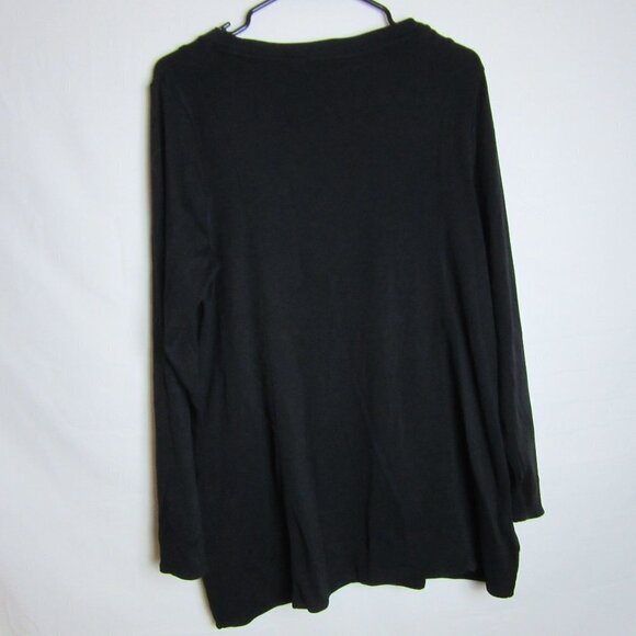 Chico's The Ultimate Tee Black Long Sleeve Shirt Cotton Women's Large - Picture 3 of 4
